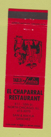 Matchbook Cover - El Chaparral Restaurant North Chicago IL Mexican