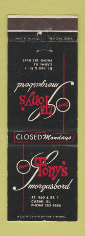 Matchbook Cover - Tony's Smorgasbord Carmi IL WEAR