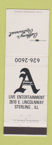 Matchbook Cover - Anthony's Restaurant Sterling IL