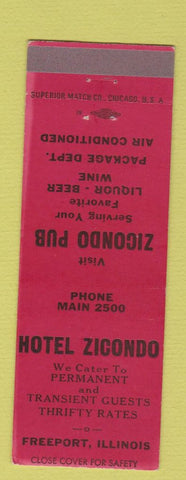 Matchbook Cover - Hotel Zicondo Freeport IL Licondo?