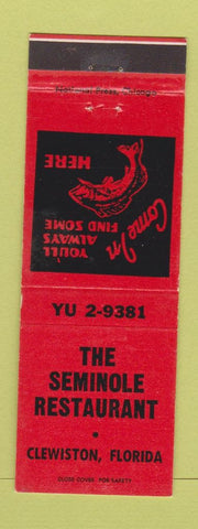 Matchbook Cover - Seminole Restaurant Clewiston FL