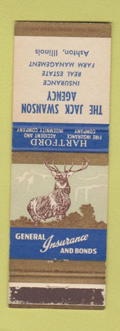 Matchbook Cover - Hartford Insurance Jack Swanson Ashton IL