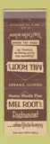 Matchbook Cover - Mel Root's Restaurant Urbana IL