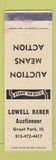 Matchbook Cover - Lowell Raber Auctioneer Grant Park IL