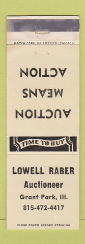 Matchbook Cover - Lowell Raber Auctioneer Grant Park IL