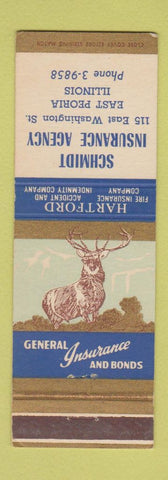 Matchbook Cover - Hartford Insurance Schmidt East Peoria IL