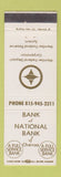 Matchbook Cover - National Bank of Chenoa IL