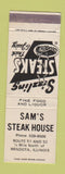 Matchbook Cover - Sam's Steak House Mendota IL