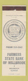 Matchbook Cover - Farmers State Bank Millbrook IL