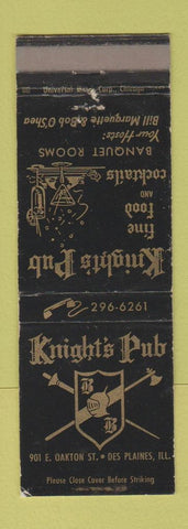 Matchbook Cover - Knight's Pub Des Plaines IL