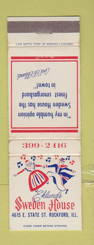 Matchbook Cover - Eklund's Sweden House Rockford IL WEAR