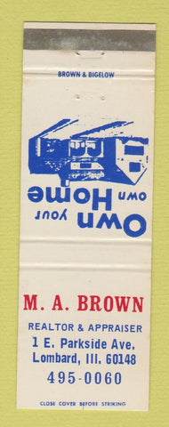 Matchbook Cover - MA Brown Real Estate Lombard IL WEAR