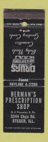 Matchbook Cover - Herman's Drug Shop Steger IL