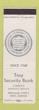 Matchbook Cover - Troy Security Bank Troy IL
