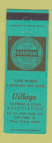 Matchbook Cover - Village Savings and Loan Oak Park IL