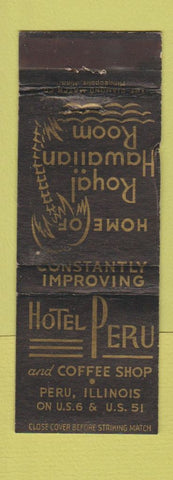 Matchbook Cover - Hotel Peru IL Hawaiian Room WORN