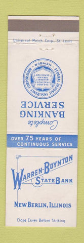 Matchbook Cover - Warren Boynton State Bank New Berlin IL