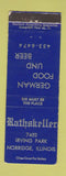 Matchbook Cover - Rathskellar Norridge IL German Food WEAR