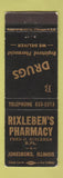 Matchbook Cover - Rixleben's Drug Jonesboro IL