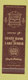 Matchbook Cover - State Bank of Lake Zurich IL