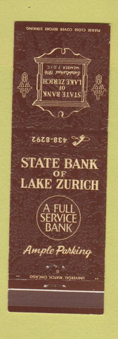 Matchbook Cover - State Bank of Lake Zurich IL