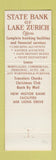 Matchbook Cover - State Bank of Lake Zurich IL