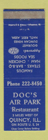 Matchbook Cover - Doc's Air Park Quincy IL