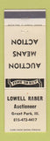Matchbook Cover - Lowell Raber Auctioneer Grant Park IL