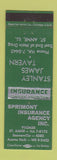 Matchbook Cover - Sprimont Insurance St Anne IL Stanley James Tavern GREEN