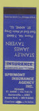 Matchbook Cover - Sprimont Insurance St Anne IL Stanley James Tavern BLUE