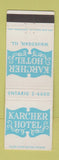 Matchbook Cover - Karcher Hotel Waukegan IL
