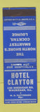 Matchbook Cover - Hotel Clayton Waukegan IL