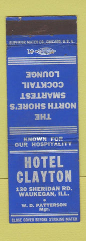 Matchbook Cover - Hotel Clayton Waukegan IL