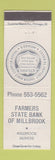 Matchbook Cover - Farmers State Bank Millbrook IL