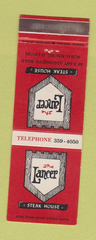 Matchbook Cover - The Lancer Steak House Schaumburg IL