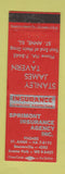 Matchbook Cover - Sprimont Insurance St Anne IL Stanley James Tavern