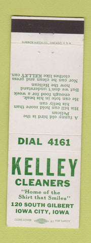 Matchbook Cover - Kelley Cleaners Iowa City IA low phone #