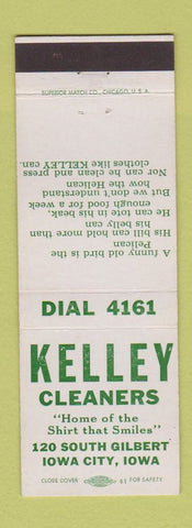 Matchbook Cover - Kelley Cleaners Iowa City IA low phone #