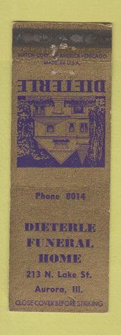 Matchbook Cover - Dieterle Funeral Home Aurora IL WEAR