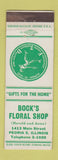 Matchbook Cover - Bock's Floral Shop flowers FTD Peoria IL