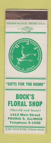 Matchbook Cover - Bock's Floral Shop flowers FTD Peoria IL