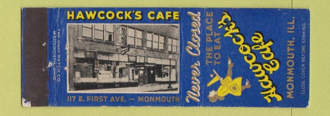 Matchbook Cover - Hawcock's Cafe Monmouth IL WEAR