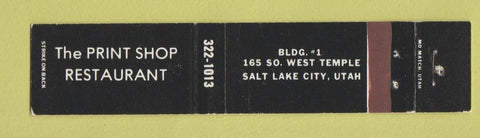 Matchbook Cover - Print Shop Restaurant Salt Lake City UT 12 Strike