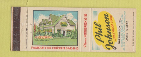Matchbook Cover - Phil Johnson Restaurant Northbrook IL