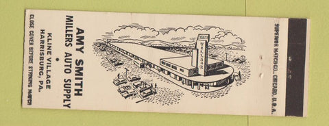 Matchbook Cover - Amy Smith Millers Auto Supply Harrisburg PA WHITE
