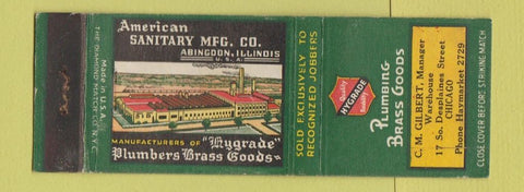 Matchbook Cover - Plumbing Brass Goods American Sanitary Chicago IL