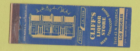 Matchbook Cover - Cliff's Liquor Store Los Angeles CA WEAR