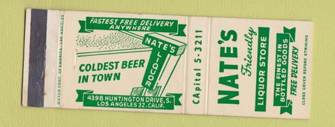 Matchbook Cover - Nate's Liquor Store Los Angeles CA