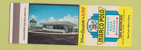 Matchbook Cover - Marco Polo Italian Restaurant Pizza North Miami FL
