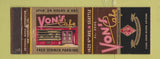 Matchbook Cover - Von's Cafe Seattle WA